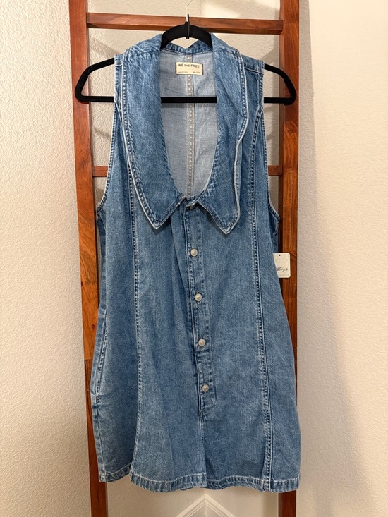 We The Free Pants - We The Free Free People Dover Playsuit Denim Romper Candy Blue NWT size XL